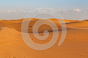 Beautiful Dubai desert during sunset in Dubai UAE