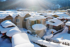 The beautiful dwellings with snow