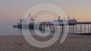 Beautiful Eastbourne pier at the English coast in the evening