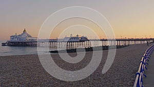 Beautiful Eastbourne pier at the English coast in the evening