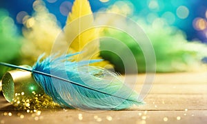 beautiful easter background with feathers. Selective focus.