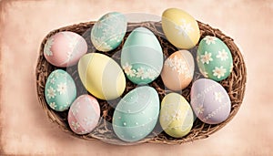 Beautiful easter eggs with copy space