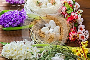 Beautiful Easter eggs with flowers
