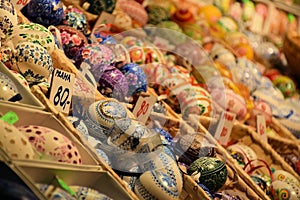 Beautiful Easter eggs stand in Pragues Market photo