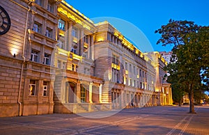 Beautiful edifice in evening illumination