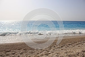 Beautiful Egremni beach Ionian sea photo