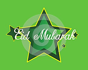 Beautiful Eid Mubarak illustration with stars in vibrant green color.