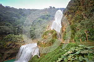 Beautiful El Chifflon waterfalls in Chiapas, Mexico