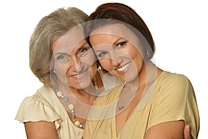 Beautiful elderly mother with an adult daughter