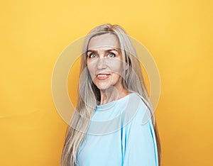 beautiful elderly woman with long lovely gray hair.