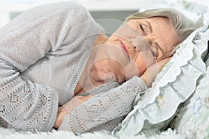 Beautiful elderly woman sleeping