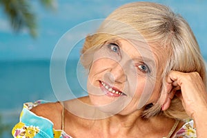 Beautiful elderly woman smiling