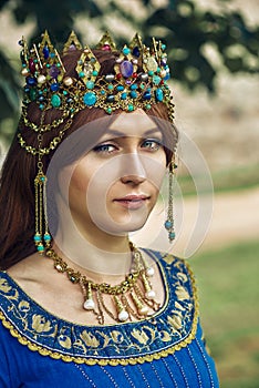 Beautiful Eleanor of Aquitaine, duchess and queen of England and France on High Middle Ages. photo
