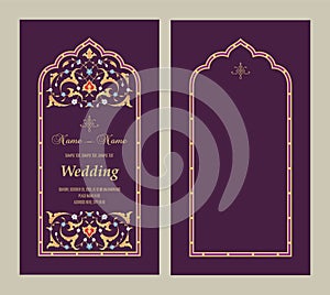 Beautiful elegance wedding card with floral ornament background. Perfect as invitation or announcement.