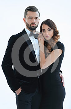 Beautiful elegant couple on dark background