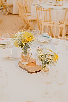 Beautiful and elegant table set up in a wedding reception