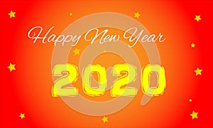 Beautiful elegant text design of happy new year 2020.  illustration. Gradient background with scattered stars