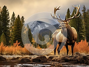 Ai Generated illustration Wildlife Concept of Beautiful Elk