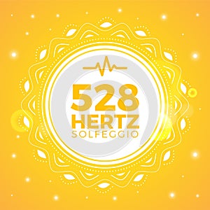Beautiful Emblem of 528 Hertz. Solfeggio Frequency. Isolated Vector Illustration photo