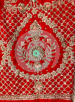 Beautiful embroidered pattern of zardozi embroidery