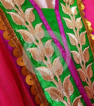 Beautiful embroidery and sequin work on salwar kameez photo