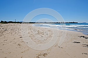 Beautiful empty endless beach in Wollongong, Australia