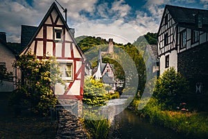 The beautiful and enchanted village of Monreal am Elzbach with German half-timbered houses