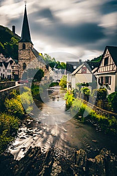 The beautiful and enchanted village of Monreal am Elzbach with German half-timbered houses photo