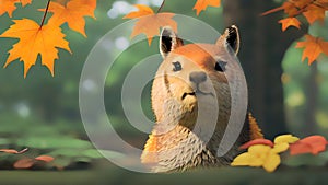 Beautiful Encounter: Closeup Illustration of a Capybara Amidst Nature\'s Serenity