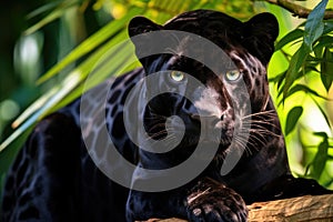 Beautiful and endangered american black jaguar in the nature habitat panthera onca wild brasil brasilian wildlife