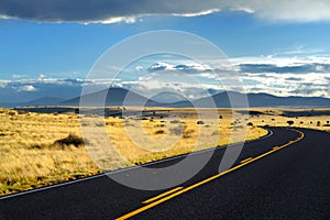 Beautiful endless wavy road in Arizona desert, USA