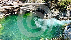 Beautiful Englishman River Waterfalls upper section , Parksville, British Columbia, Canada