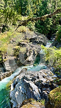 Beautiful Englishman River Waterfalls upper section , Parksville, British Columbia, Canada