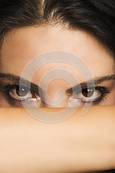 Beautiful enigmatic woman eyes