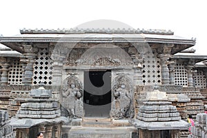 Beautiful entrance with Dwarpals door keepers at hoysaleswara temple