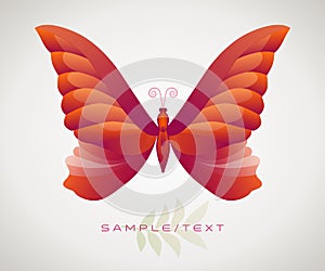 Beautiful and ethereal stylized and isolated butterfly. Symbol of transformation, beauty and youth