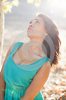 Beautiful ethnic sun drenched young woman