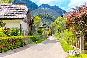 Beautiful european town villadge in Mountains, street and houses