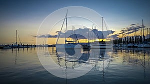 Beautiful evening time-lapse from a sail-dock, lake Balaton of Hungary, Szigliget