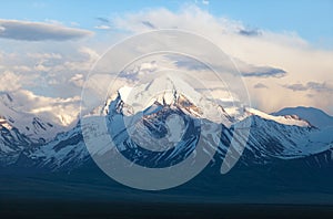 Beautiful evening view from Pamir mountain