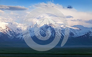 Beautiful evening view from Pamir mountain