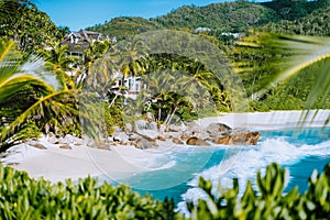 Beautiful exotic beach Anse Intendance at Seychelles, Mahe island. Holiday vacation destination photo