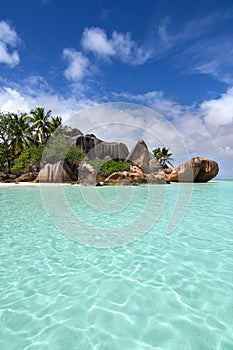 Beautiful exotic beach Anse Source d'argent from La Digue Seychelles photo