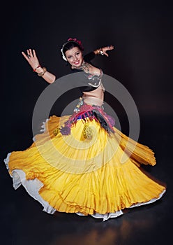 Beautiful exotic belly tribal dancer woman