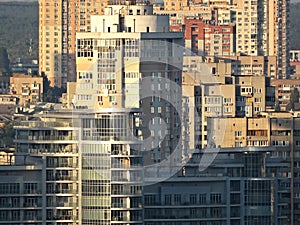 Beautiful exterior office building and architecture with window pattern. high rise residential building in the city. dense urban