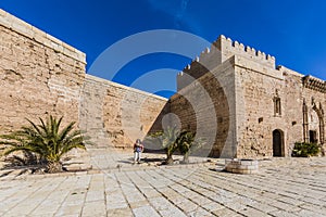 Beautiful exterior view of the facade of the Alcazaba in Almeria Spain