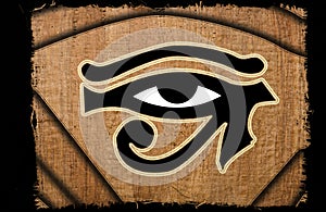 Beautiful Eye of horus vintage on papyrus photo
