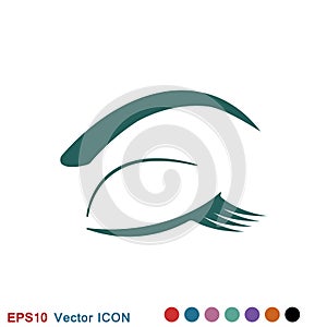 Beautiful eye icon with eyebrow brush for logo