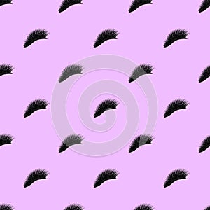 Beautiful eyelashes vector seamless pattern. lashes repeated background with closed female eyes. Vector beauty and