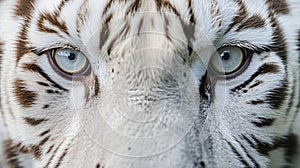 beautiful eyes of a wild white tiger. Big eyes of a white tiger close up. AI Generative